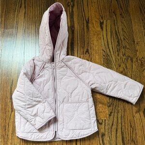 Zara Light Pink Quilted Hooded Kids Puffer Jacket